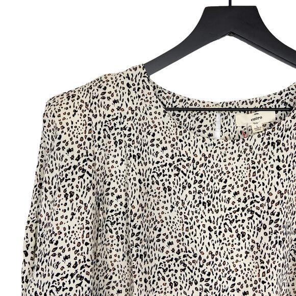 Entro Sleeveless Blouse Animal‎ Print Top Lightly Padded Shoulder Cream Black L - Picture 5 of 8